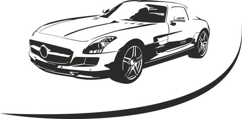 black and white sport car vector