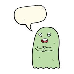 funny cartoon ghost with speech bubble