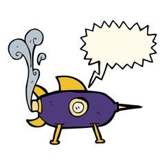 Fototapeta premium cartoon space rocket with speech bubble