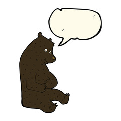 cartoon happy black bear with speech bubble