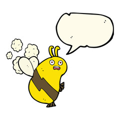 funny cartoon bee with speech bubble