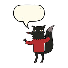 cartoon wolf with speech bubble