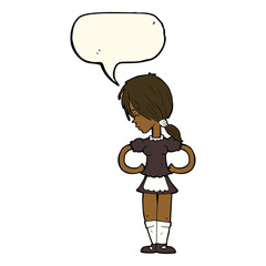 cartoon waitress with speech bubble