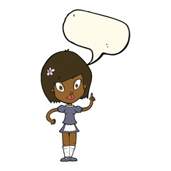 cartoon pretty maid with speech bubble