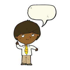 cartoon boy with idea with speech bubble