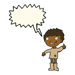 cartoon excited boy with speech bubble