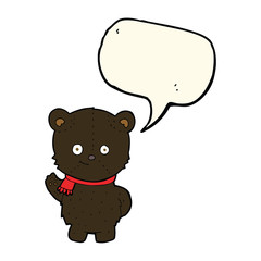cute cartoon black bear with speech bubble