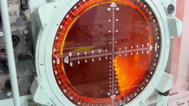 The red orange radar turning around. The radar is used to get some signals in the sea