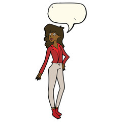 cartoon pretty woman  with speech bubble