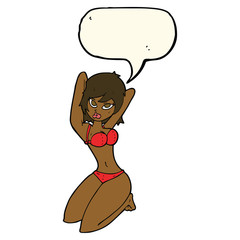 cartoon sexy woman posing with speech bubble