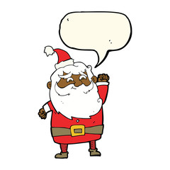 cartoon santa claus with speech bubble