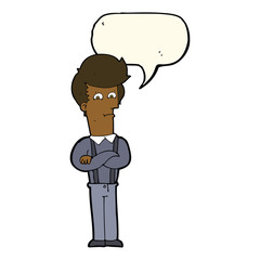 cartoon annoyed man with speech bubble