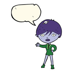 cartoon vampire girl with speech bubble