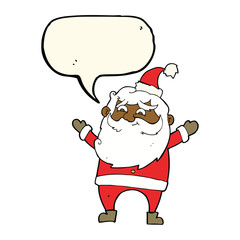 cartoon happy santa claus with speech bubble