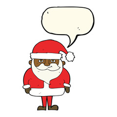 cartoon happy santa claus with speech bubble