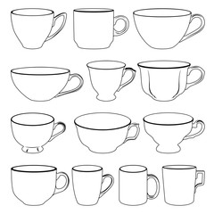 vector black and white cups