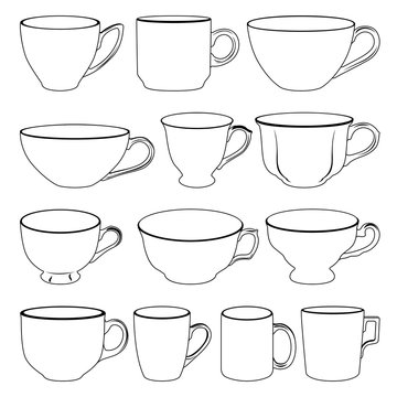 vector black and white cups