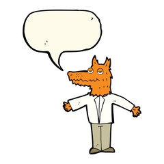 cartoon wolf with speech bubble