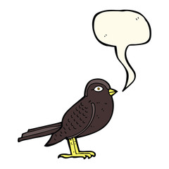 cartoon garden bird with speech bubble