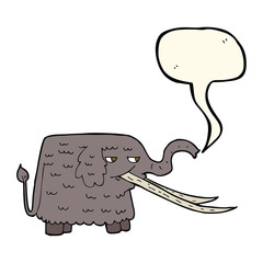 cartoon woolly mammoth with speech bubble