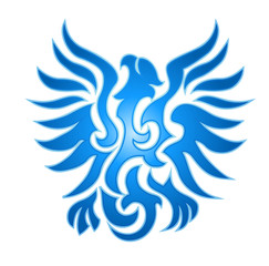 Fototapeta premium Blue eagle flame emblem
