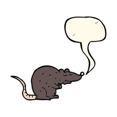 cartoon black rat with speech bubble