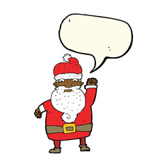 cartoon angry santa claus with speech bubble
