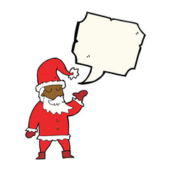 cartoon santa claus with speech bubble