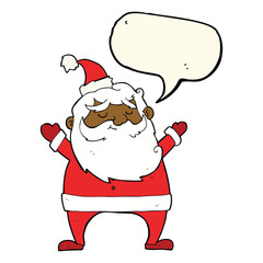 jolly santa cartoon with speech bubble