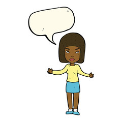 cartoon annoyed woman with speech bubble