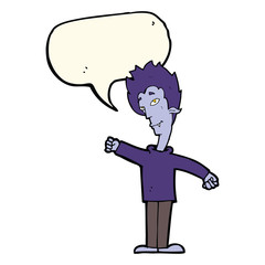 cartoon vampire man with speech bubble