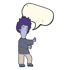 cartoon vampire man with speech bubble