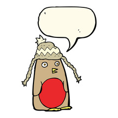 cartoon robin in hat with speech bubble