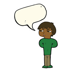 cartoon antisocial boy with speech bubble