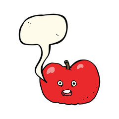 cartoon apple with speech bubble