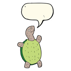 cartoon happy turtle with speech bubble
