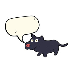 cartoon happy little dog with speech bubble