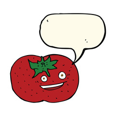 cartoon tomato with speech bubble