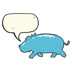 cartoon hippopotamus with speech bubble