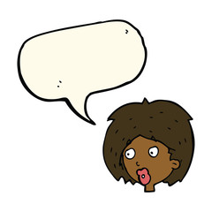 cartoon woman looking with speech bubble