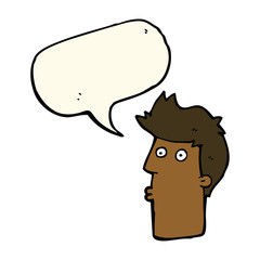cartoon surprised man with speech bubble