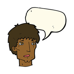 cartoon worried man with speech bubble