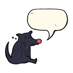cartoon dog scratching with speech bubble