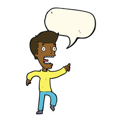 cartoon terrified man with speech bubble