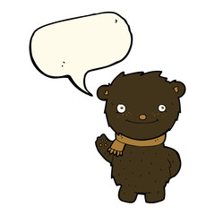 cartoon cute black bear with speech bubble
