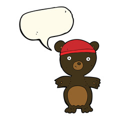 cartoon cute black bear with speech bubble