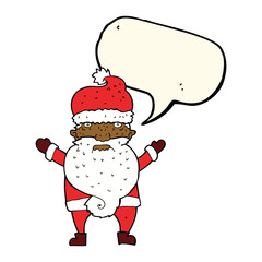 cartoon grumpy santa with speech bubble