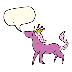 cartoon unicorn with speech bubble