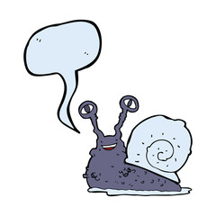 cartoon snail with speech bubble