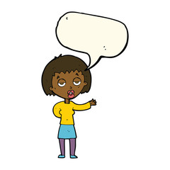 cartoon bored woman with speech bubble